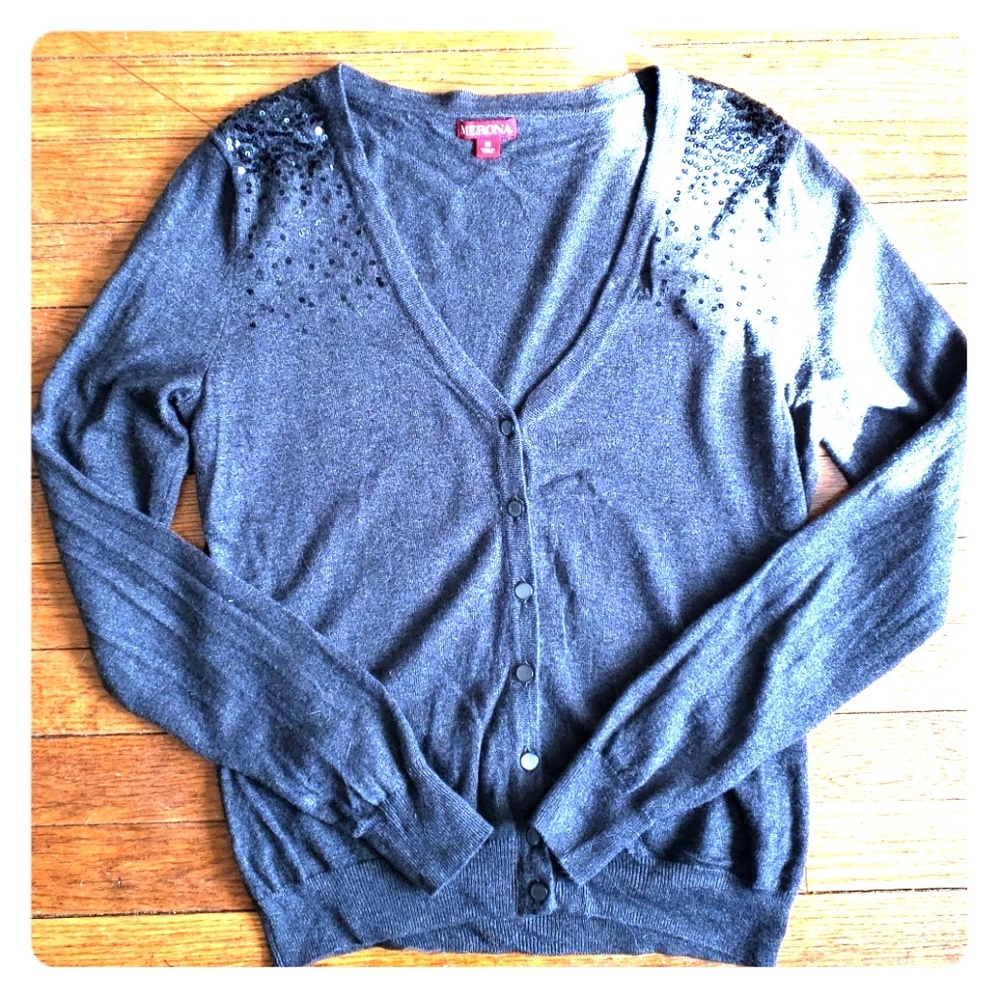 Grey Sequin Cardigan